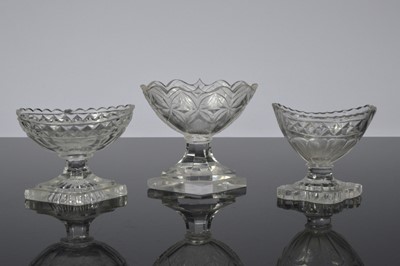 Lot 7 - Three Georgian and later cut glass table salts