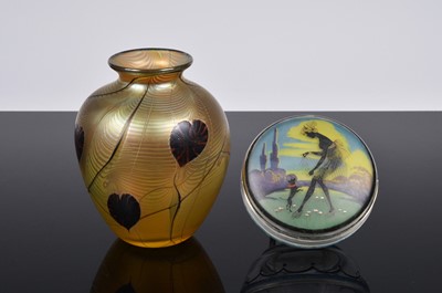 Lot 25 - An Art Deco painted glass powder bowl
