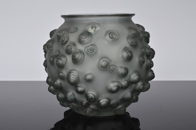 Lot 53 - A 1920s Lalique Palissy grey glass vase by Rene Lalique