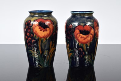 Lot 85 - A pair of mid 20th century Moorcroft Pottery vases