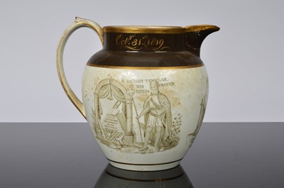 Lot 96 - Of Masonic Interest: A late Regency pearlware pottery jug