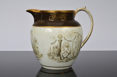 Lot 96 - Of Masonic Interest: A late Regency pearlware pottery jug