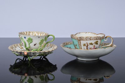Lot 98 - Two 19th century porcelain cabinet cups and saucers