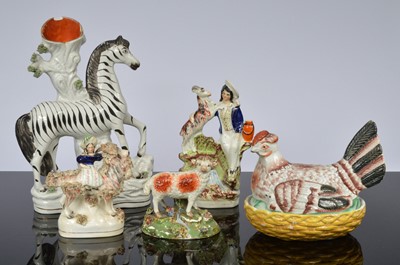 Lot 101 - Six items of Victorian Staffordshire pottery