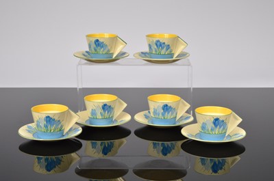 Lot 111 - An Art Deco period Wilkinson pottery Bizarre coffee set for six designed by Clarice Cliff