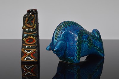 Lot 117 - An Italian Bitossi pottery figure of a bull designed by Aldo Londi and an Orioli pottery vase
