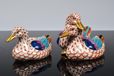 Lot 121 - Two Herend porcelain duck groups
