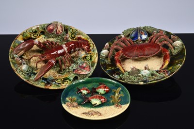 Lot 133 - Three modern Palissy-style Majolica sea dishes
