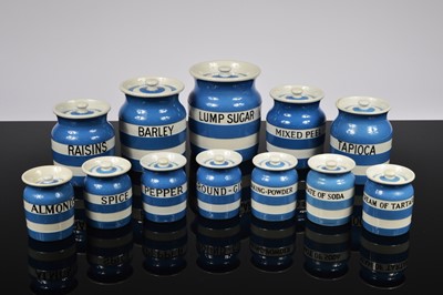 Lot 135 - A collection of twelve Blue banded Cornish ware