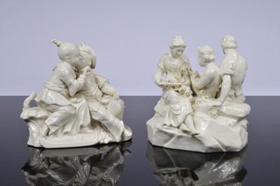 Lot 154 - Two Dresden blanc de chine porcelain figural groups