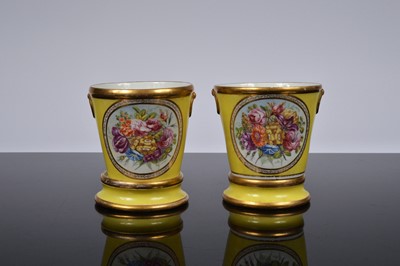 Lot 156 - A pair of Regency period Coalport porcelain cache pots on stands
