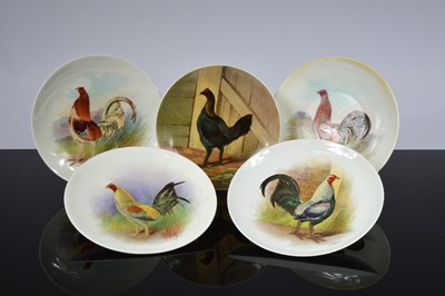 Lot 164 - Five Minton porcelain cabinet plates painted by J.E. Dean