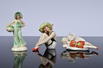 Lot 180 - Three art deco female bisque and ceramic figurines