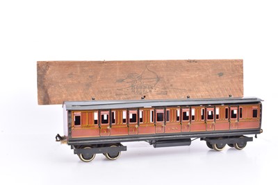 Lot 333 - A boxed Bowman 0 Gauge (over-size) Model 550 LMS 1st/3rd Coach