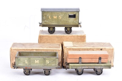 Lot 335 - Uncommonly boxed Bowman 0 Gauge (over-size) LMS and LNER Freight Stock