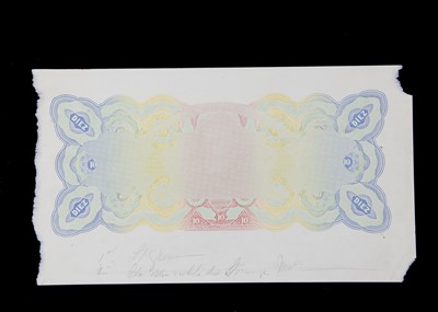 Lot 167 - An early 20th century hand printed printer's proof for a bank note