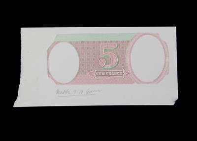 Lot 168 - An early 20th century hand printed printer's proof for a bank note