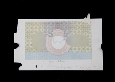 Lot 174 - An early 20th century hand printed printer's proof for a bank note