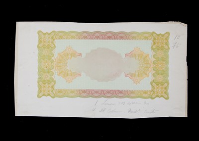 Lot 185 - An interesting Far Eastern early 20th century hand printed printer's proof for a bank note
