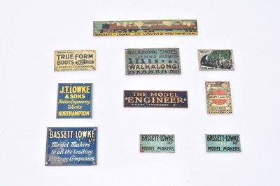 Lot 341 - Bassett-Lowke 00 Gauge 0 gauge and Gauge 1 Tinplate Signs featuring Bassett-Lowke Trains and other Northampton and related Companies