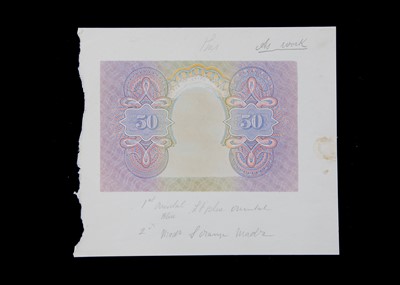 Lot 194 - An early 20th century hand printed printer's proof for a bank note