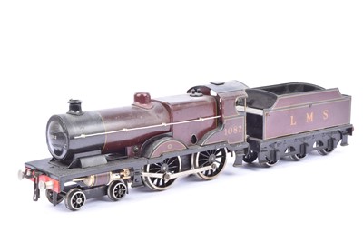 Lot 357 - A Bassett-Lowke 0 Gauge LMS crimson lake clockwork Compound 4-4-0 Locomotive and Tender no 1082