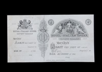Lot 217 - An 1867 ticket for the Royal Italian Opera in Covent Garden