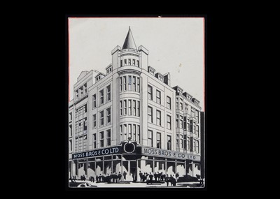 Lot 218 - A small hand drawn and painted picture of Moss Bros & Co Ltd