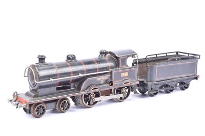 Lot 365 - A Bing for Bassett-Lowke 0 Gauge  LNWR black clockwork George the Fifth 4-4-0 Locomotive and Tender no 2663