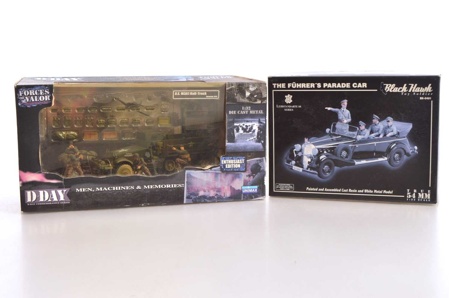 Lot 45 - Forces of Valor and Black Hawk Toy Soldier WWII Vehicles and Figures (2)