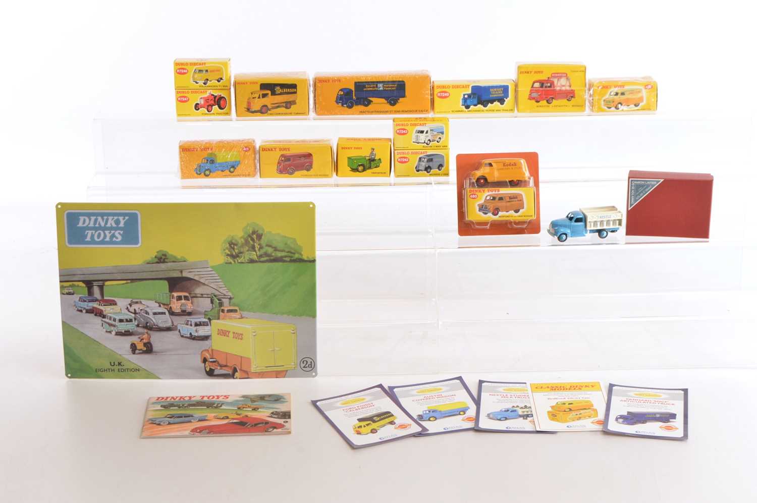 Lot 75 - Atlas Edition Dinky Small Commercial Vehicles Reproduction Catalogue and Sign Together with Oxford Diecast/Hornby Dublo Diecast (14 models)