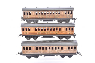 Lot 379 - Carette 0 Gauge GNR simulated teak litho All 3rd  bogie Coaches