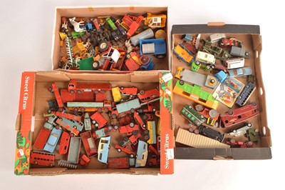 Lot 224 - Britains Corgi Dinky and other diecast and plastic vehicles many heavily repainted (qty in 3 boxes)