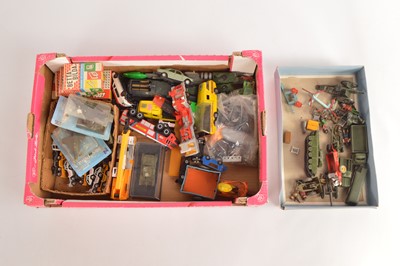 Lot 230 - Metal and plastic War vehicles with Lego and Betta Bilda bricks (qty in 1 box)