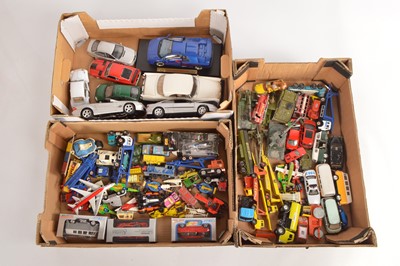 Lot 233 - Large scale metal cars by Welly and others with play worn assorted vehicles and aircraft (50+)