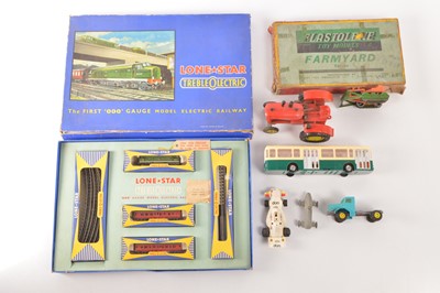 Lot 238 - Lone Star 000 gauge Train set with some assorted vehicles (8)