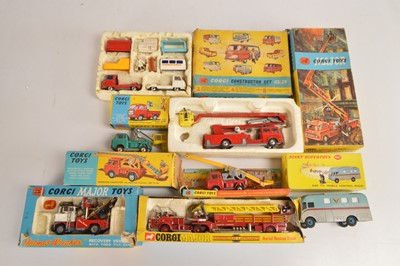 Lot 276 - Postwar Playworn Corgi and Dinky Commercial and Emergency Vehicles (6)