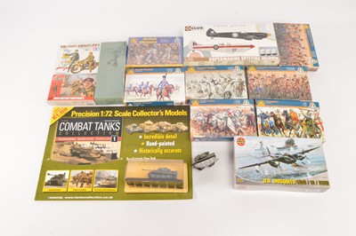 Lot 365 - Italeri 1:72 Figures Knights to Napoleonic and Crimea war Airfix Aircraft Kits and Figures set and Magazine Issues Tank and Battleship (13)