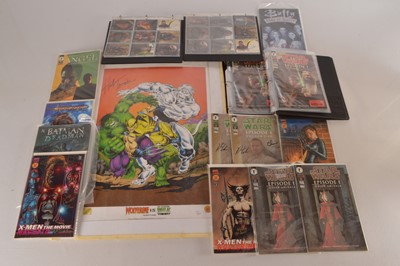 Lot 434 - Modern Signed Comics Collectors Cards and Poster (20 comics cards and poster)