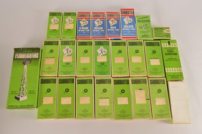 Lot 447 - Large collection of mostly repainted Subbuteo Football teams and a few repro teams and original Accessories (qty)