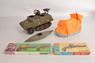 Lot 471 - Cherilea for Action Man Vehicle Dingy and Kayak and Life Like and Pyro Lock Pistols Kits (5)