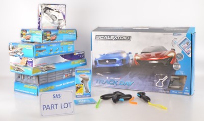Lot 477 - Digital Scalextric  Set and large collection of Accessories including various Track Extension Packs (qty)