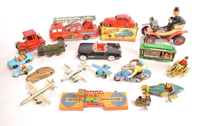 Lot 488 - Collection of old and modern Tinplate Transport Toys by various makers (18)