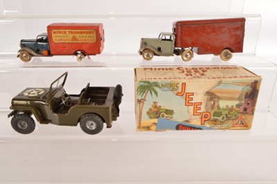 Lot 496 - Tri-ang Minic boxed and unboxed Tinplate friction and clockwork Vehicles