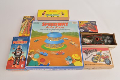 Lot 497 - Modern boxed Tin Toys including Robots Motorcycles and other items by Schylling and Tin Treasures and others