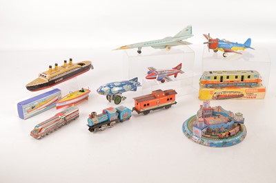 Lot 508 - Collection of various Transport related Tin Toys including Russian Concordski (11)
