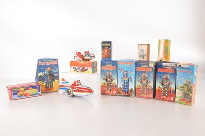 Lot 513 - Collection of boxed tinplate clockwork and friction mainly Chinese Space Toys (12)