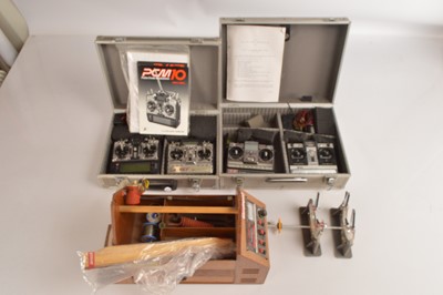 Lot 529 - Four Radio Controllers for Aircraft  Tool box with Power Panel and operating support stand (6)