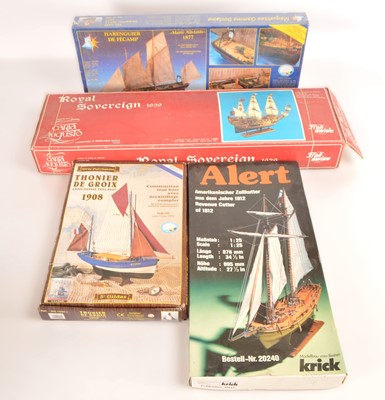 Lot 537 - Four Historical large scale Model Ships unmade wooden kits (4)