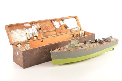 Lot 546 - Scratchbuilt model live steam powered WWI Type V or W Class Destroyer wood construction with metal fittings